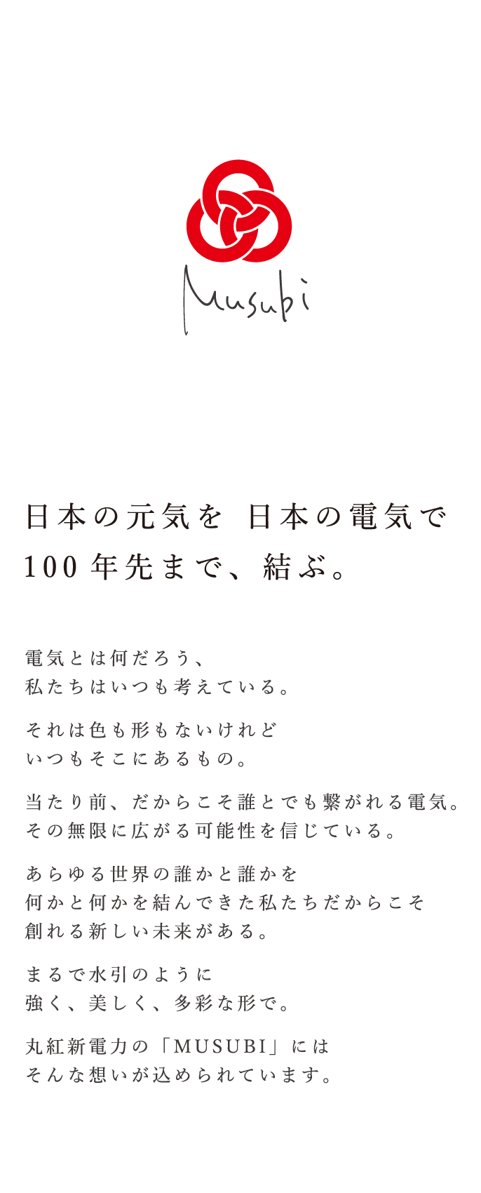 日本の元気を 日本の電気で100年先まで、結ぶ。